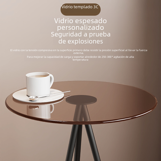 Minimalist Iron Side Table with Double Layer Glass