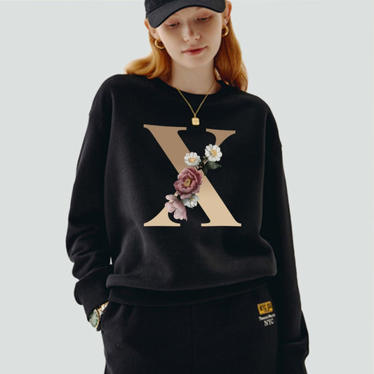 Printed Name Initial Series Black Pullover