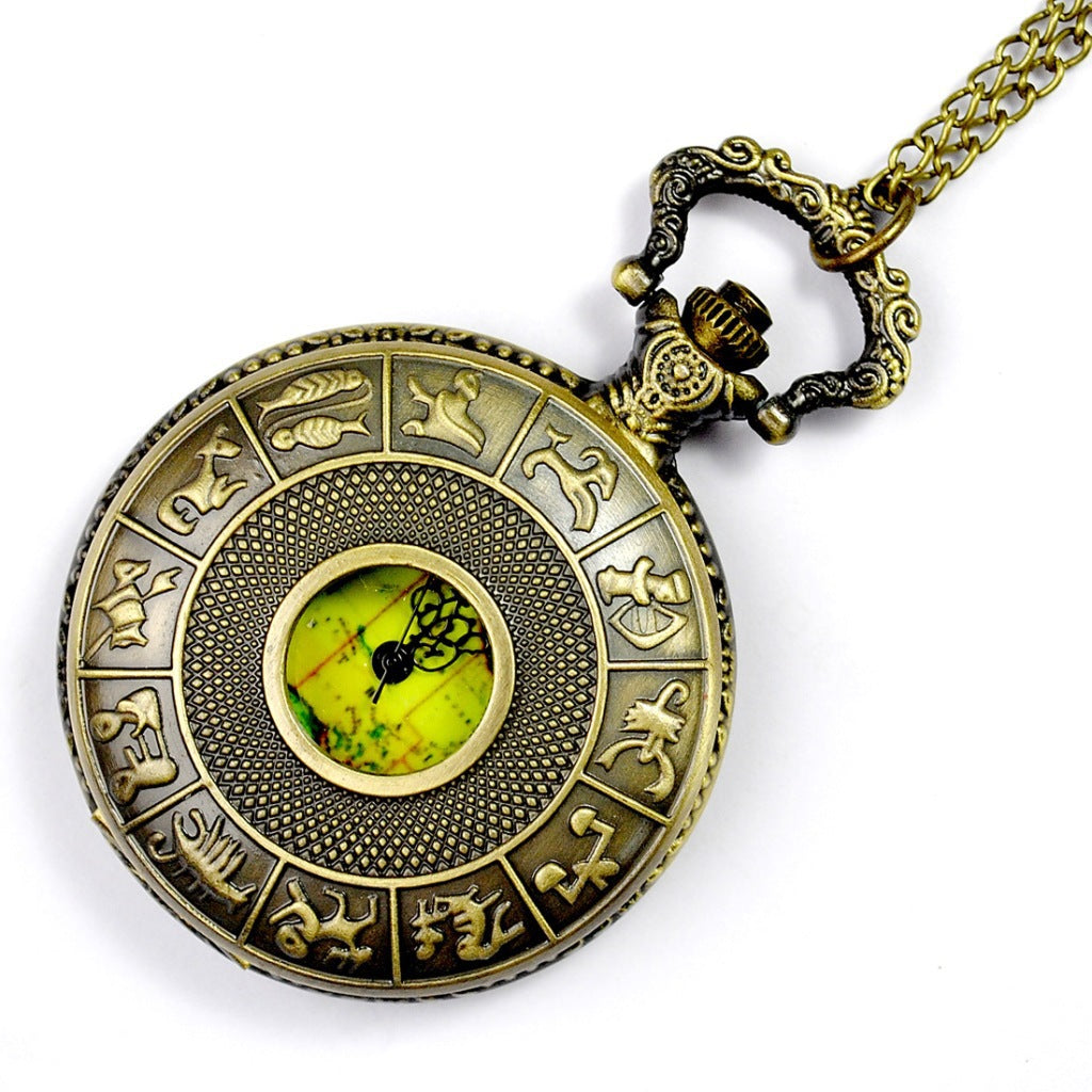 Nostalgic Antique Pocket Map Watch