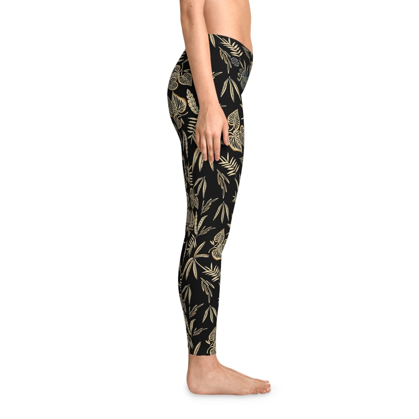 Golden Botanical Stretch Leggings