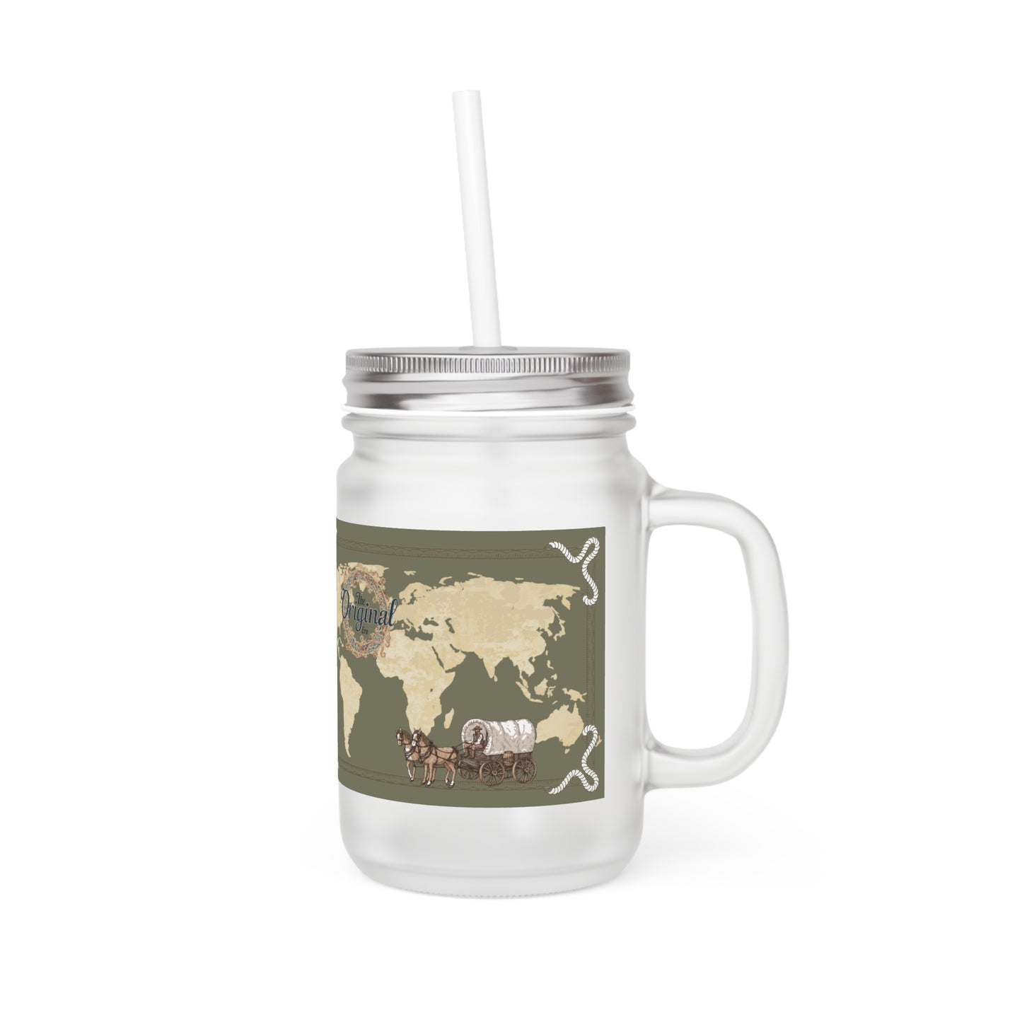Mason Jar Tumbler - "True Love Is Worth The Wait" Vintage Travel Map Design