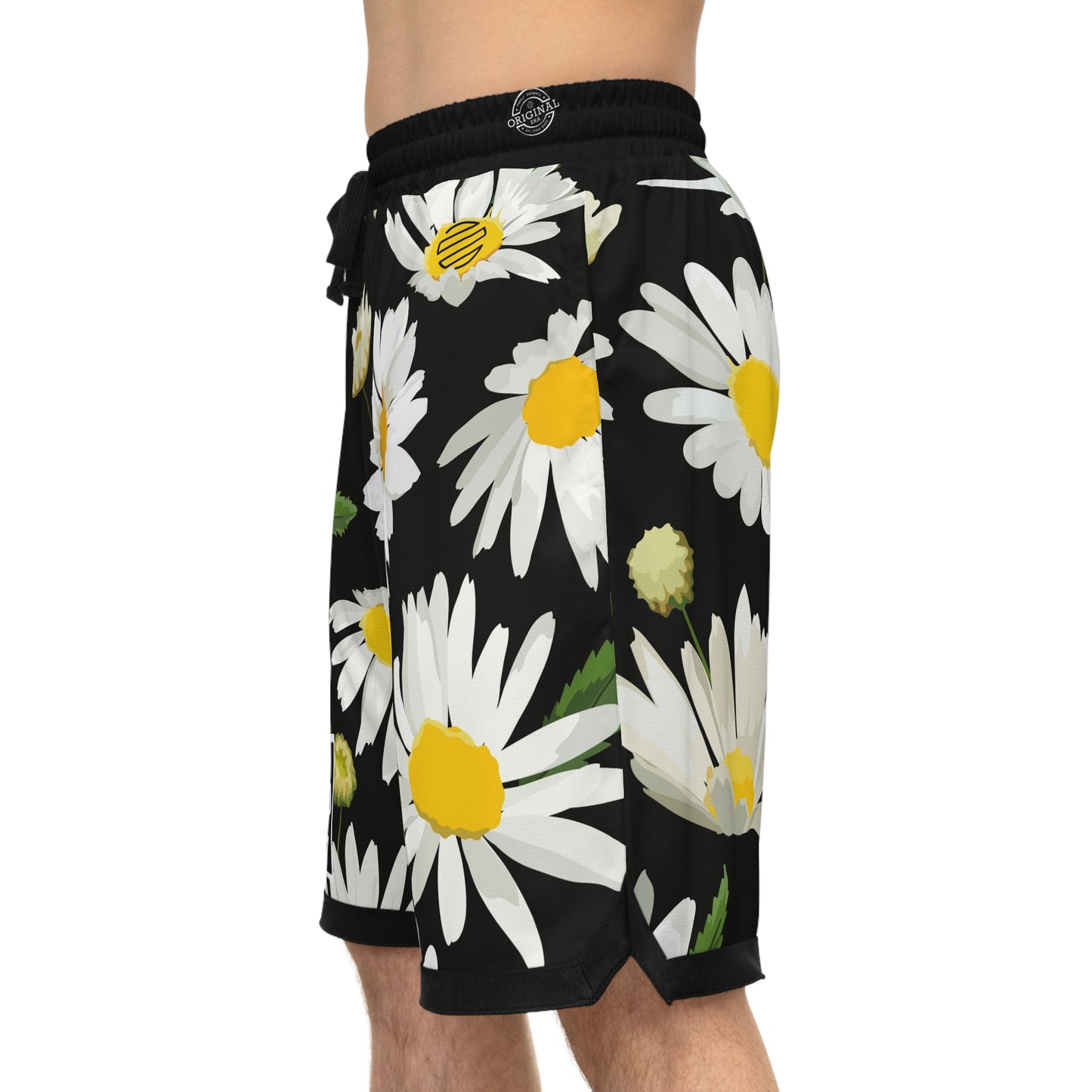 Daisy Basketball Shorts — Black Floral Athletic Shorts