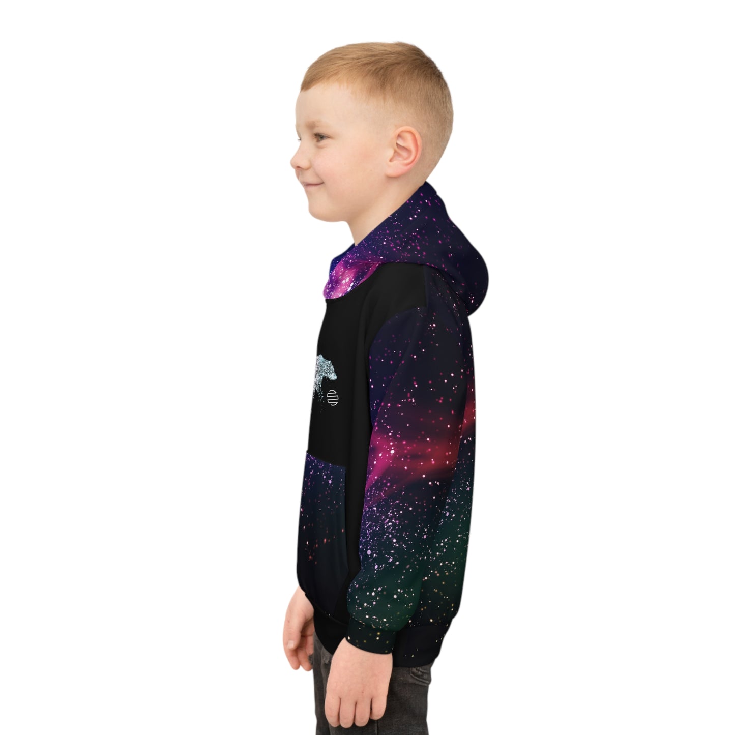 Kids Galaxy Bear Hoodie – Cosmic Space Pullover for Children