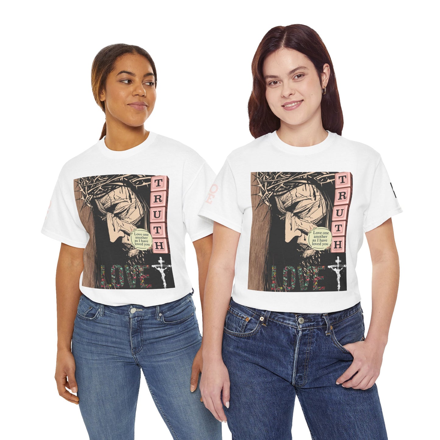 Christian Inspirational Tee, Unisex Heavy Cotton Shirt, Love and Truth Graphic T-Shirt, Faith-Based Apparel