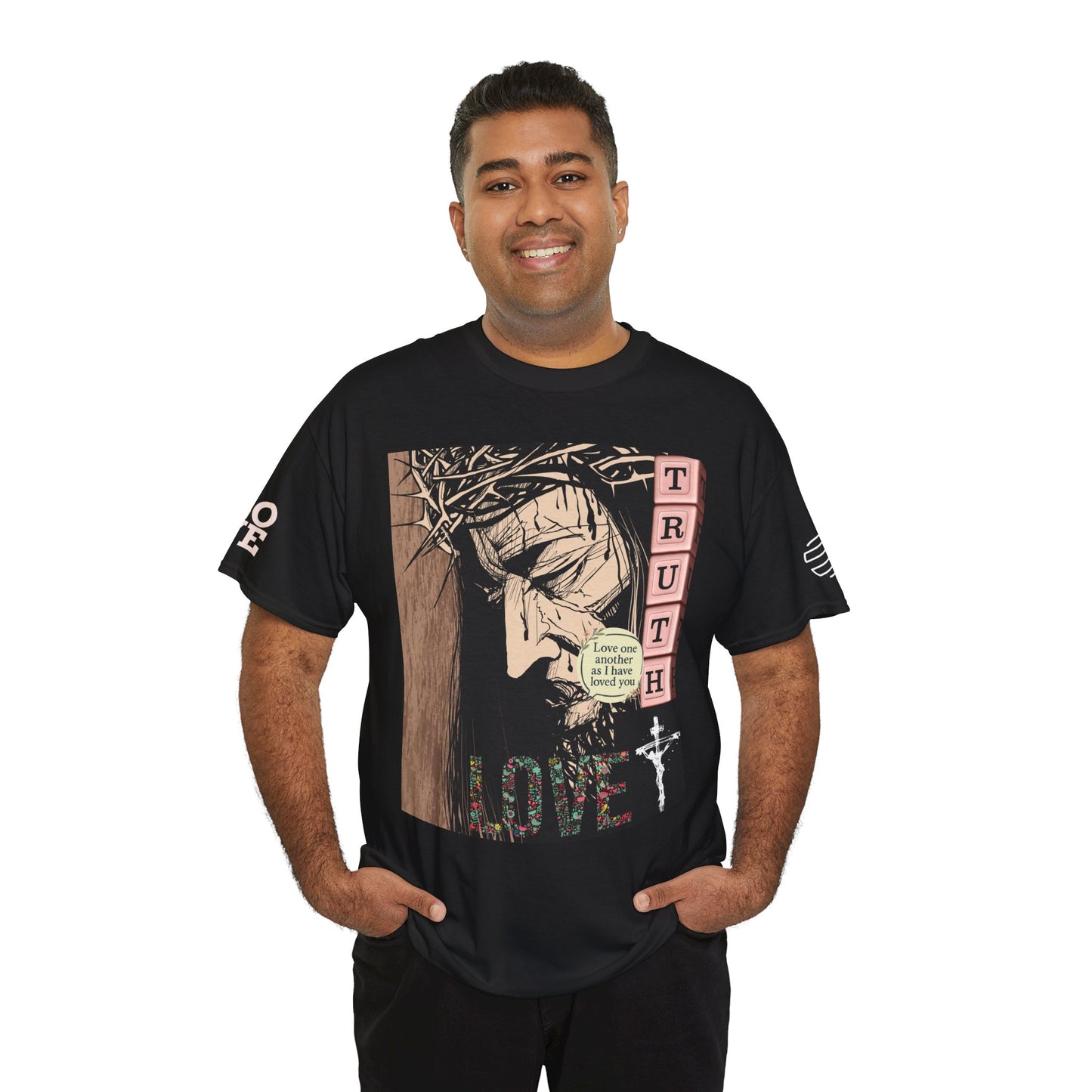 Christian Inspirational Tee, Unisex Heavy Cotton Shirt, Love and Truth Graphic T-Shirt, Faith-Based Apparel