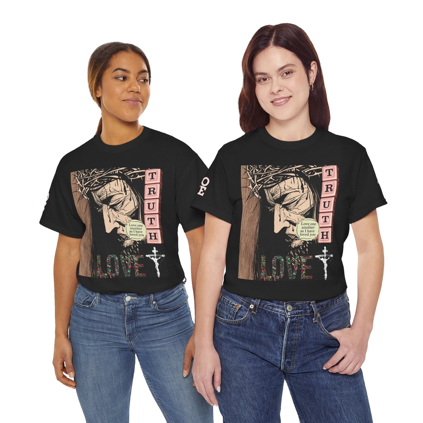 Christian Inspirational Tee, Unisex Heavy Cotton Shirt, Love and Truth Graphic T-Shirt, Faith-Based Apparel