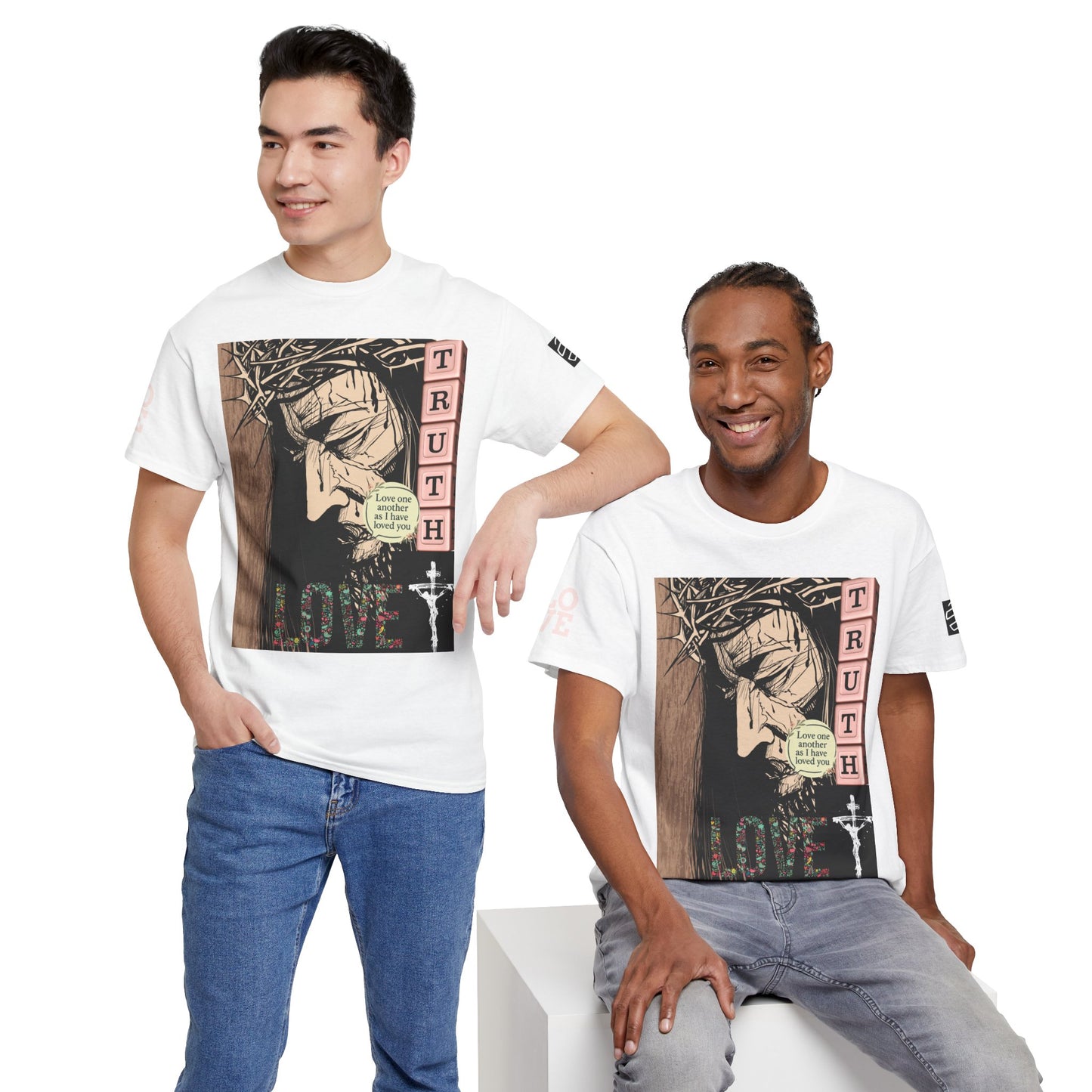 Christian Inspirational Tee, Unisex Heavy Cotton Shirt, Love and Truth Graphic T-Shirt, Faith-Based Apparel
