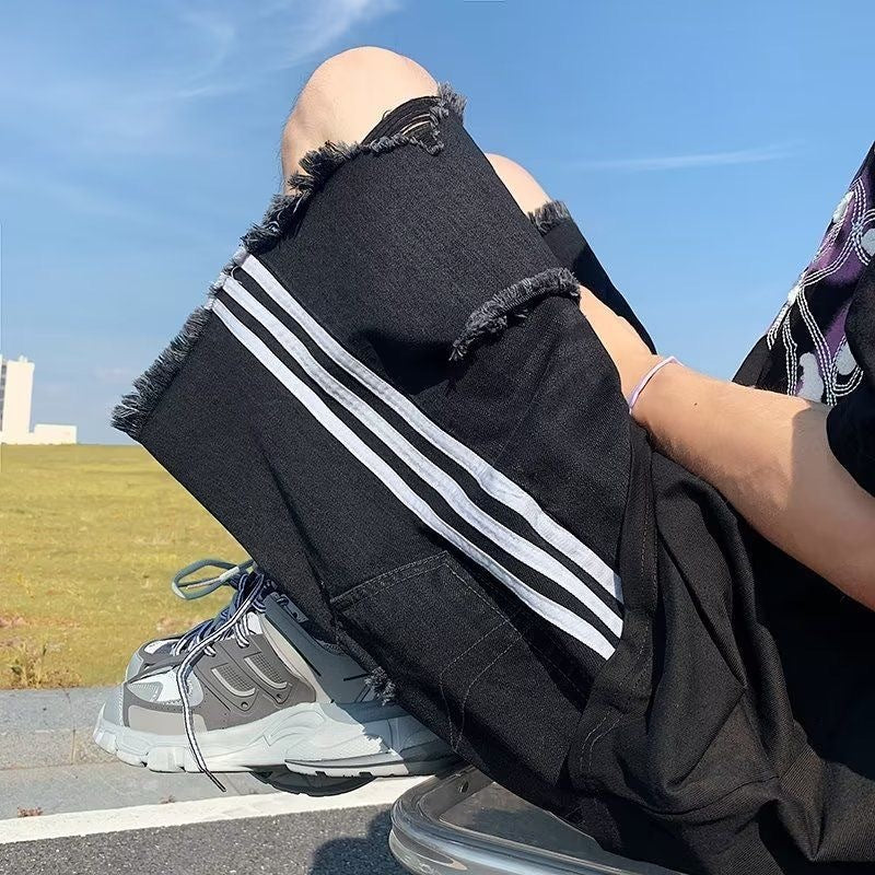 Men's Retro Ripped Denim Shorts