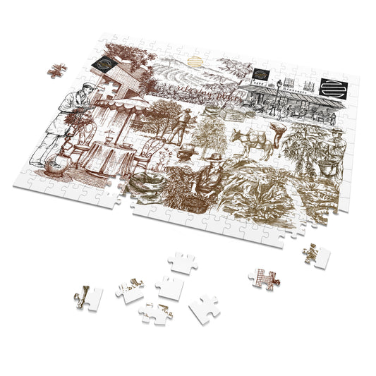 Vintage Cafe Culture Themed Jigsaw Puzzle with Tin