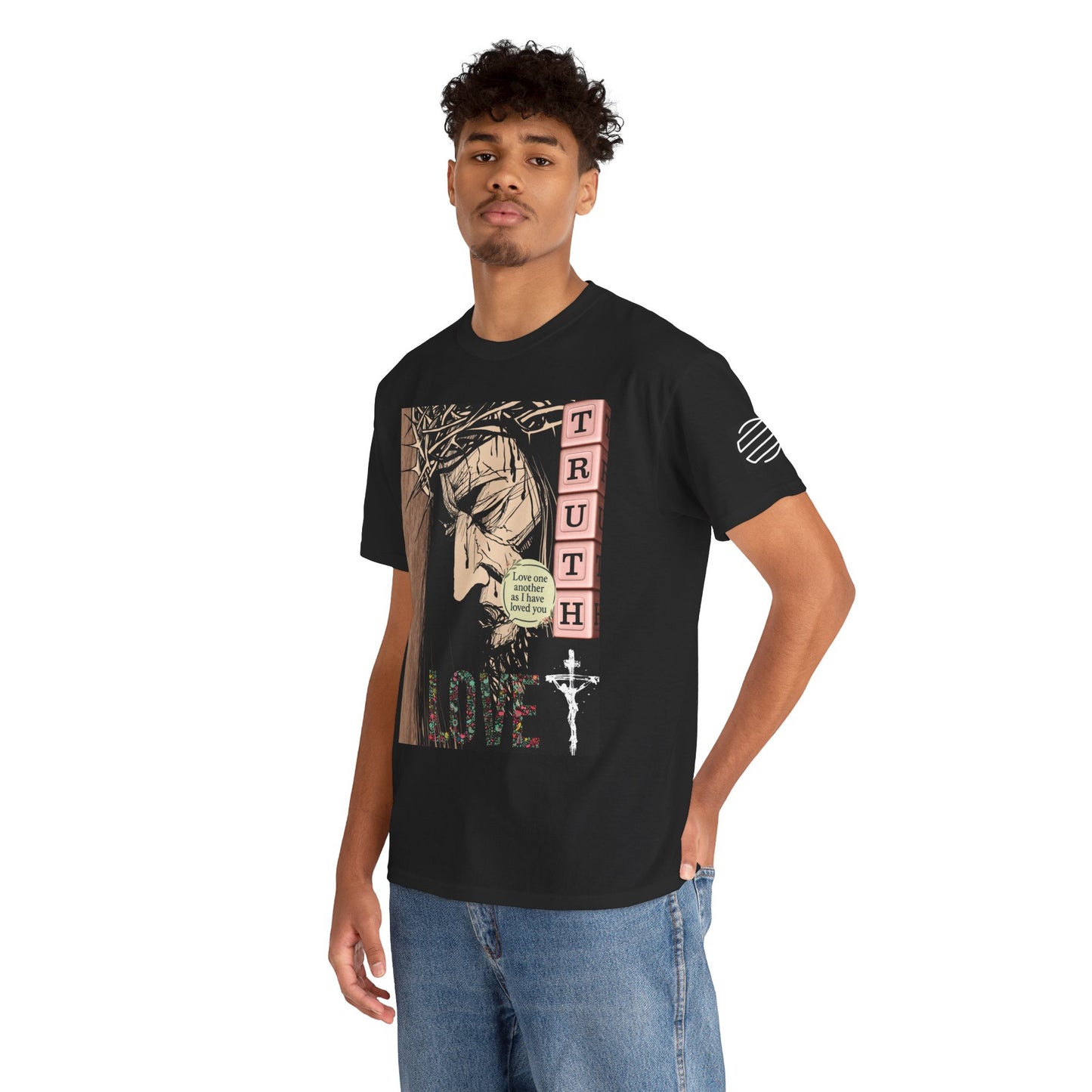 Christian Inspirational Tee, Unisex Heavy Cotton Shirt, Love and Truth Graphic T-Shirt, Faith-Based Apparel