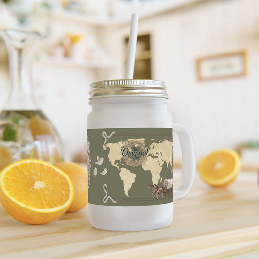 Mason Jar Tumbler - "True Love Is Worth The Wait" Vintage Travel Map Design