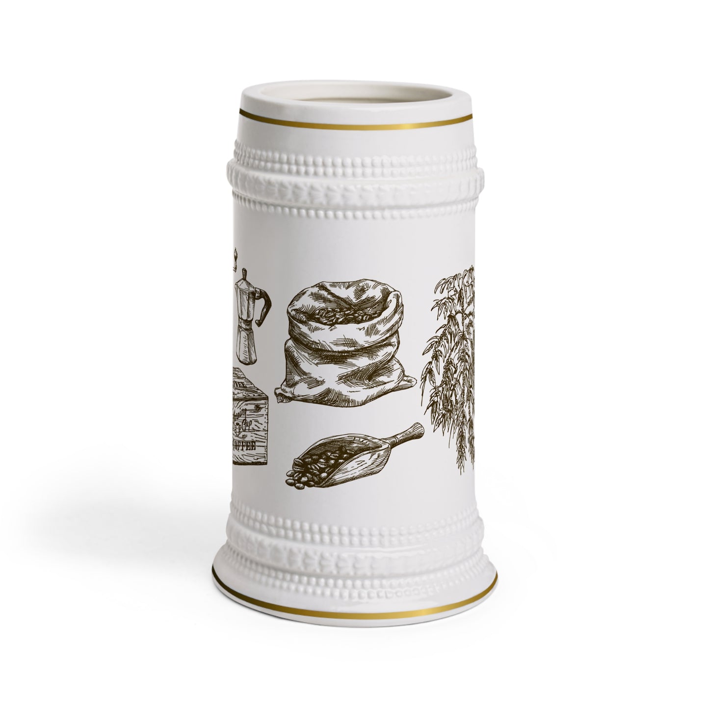 Coffee Lover's Stein Mug - Rustic Coffee Art