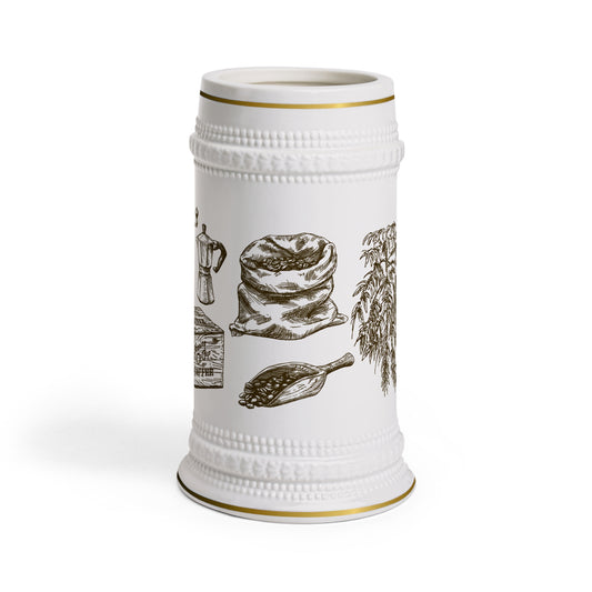 Coffee Lover's Stein Mug - Rustic Coffee Art