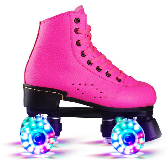 Classic Solic Coloured LED Quad Roller Skates