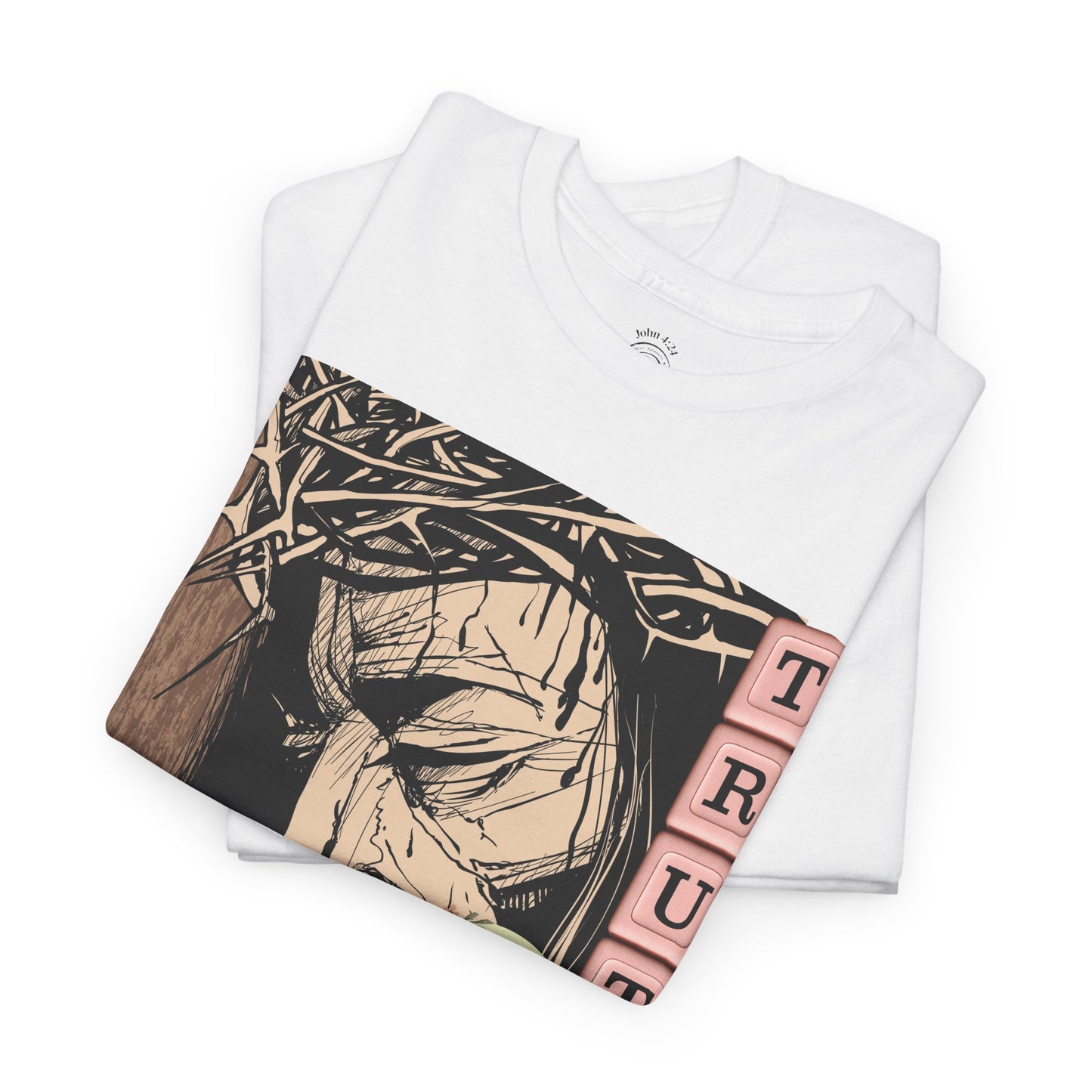 Christian Inspirational Tee, Unisex Heavy Cotton Shirt, Love and Truth Graphic T-Shirt, Faith-Based Apparel