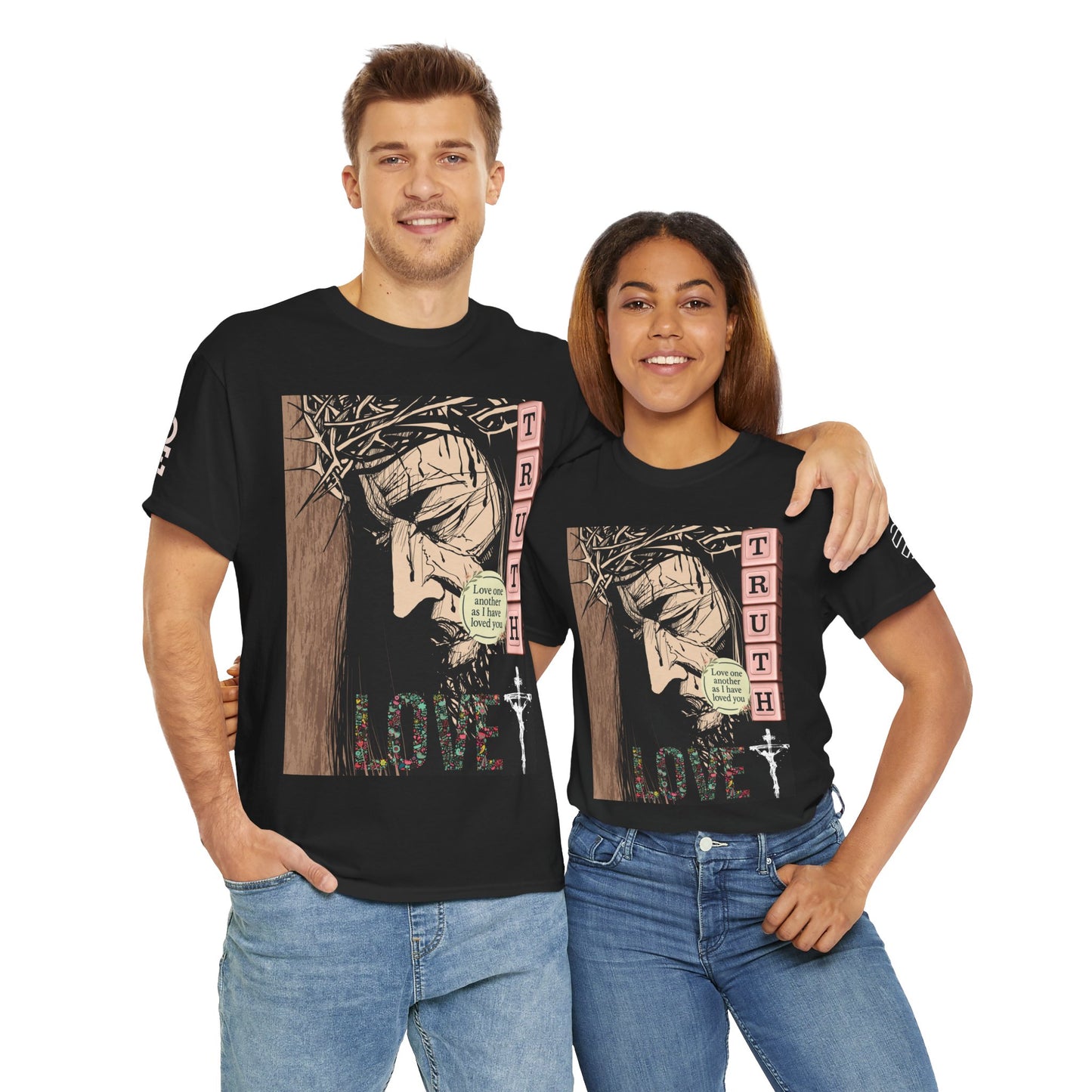 Christian Inspirational Tee, Unisex Heavy Cotton Shirt, Love and Truth Graphic T-Shirt, Faith-Based Apparel