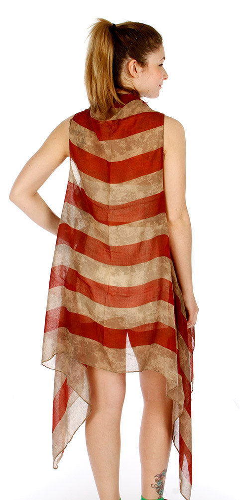 US Flag Print Bali Scarf - Sun Protection Shawl
