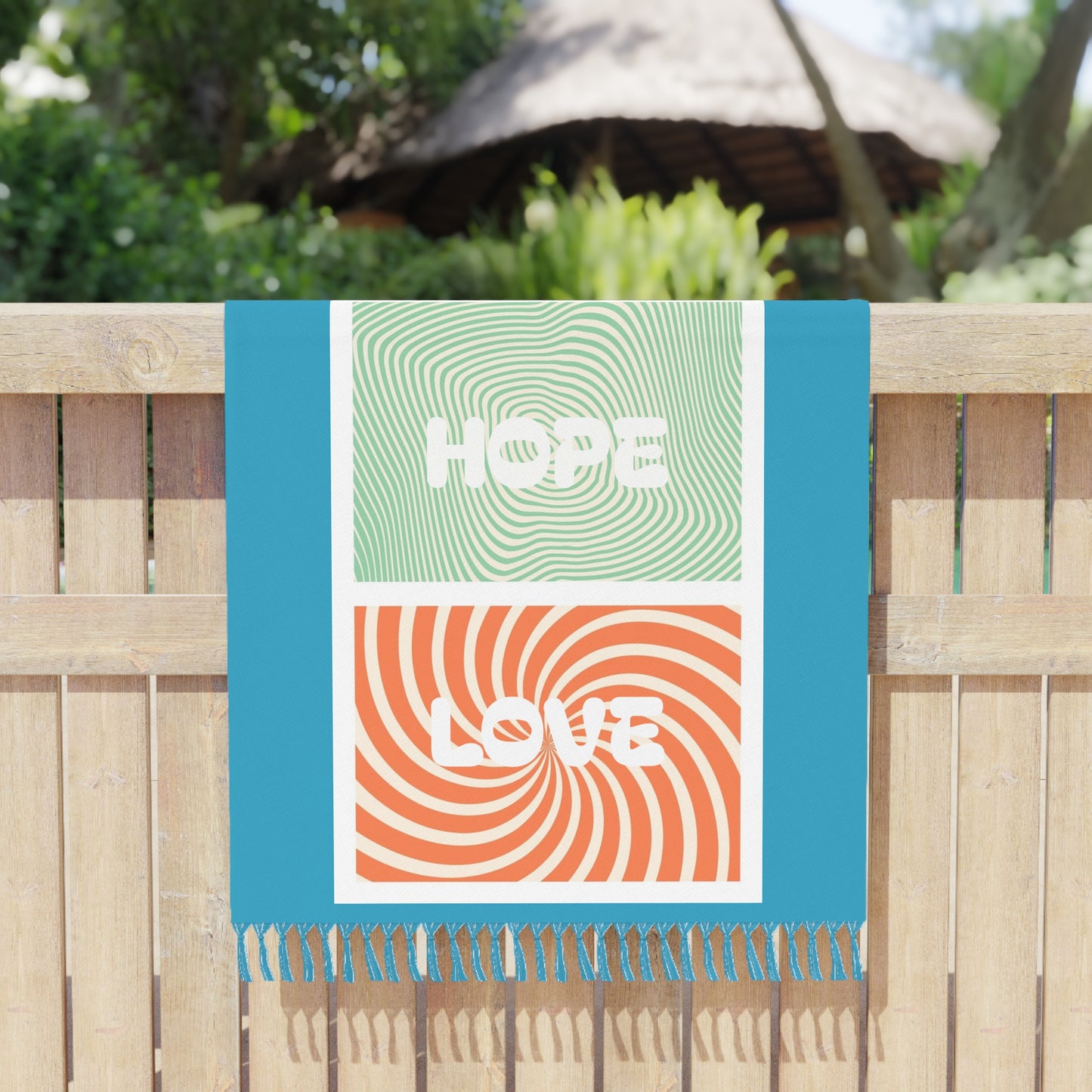 Boho Beach Towel — Faith Hope Love Fringe Cotton Beach Blanket