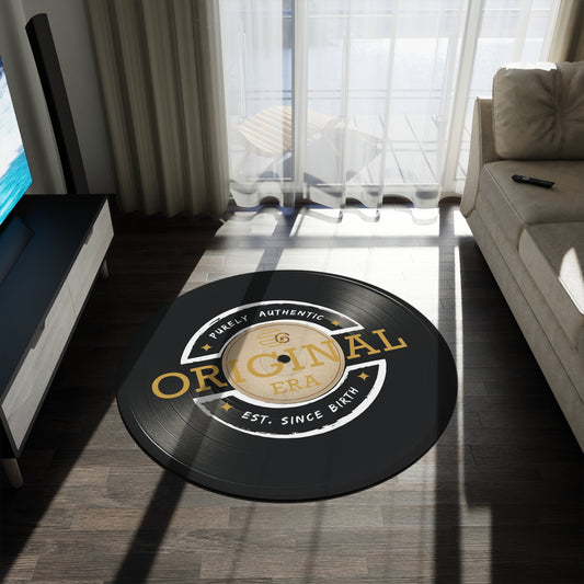 Vintage Vinyl 'Original Era' Round Rug — Record Player Floor Mat
