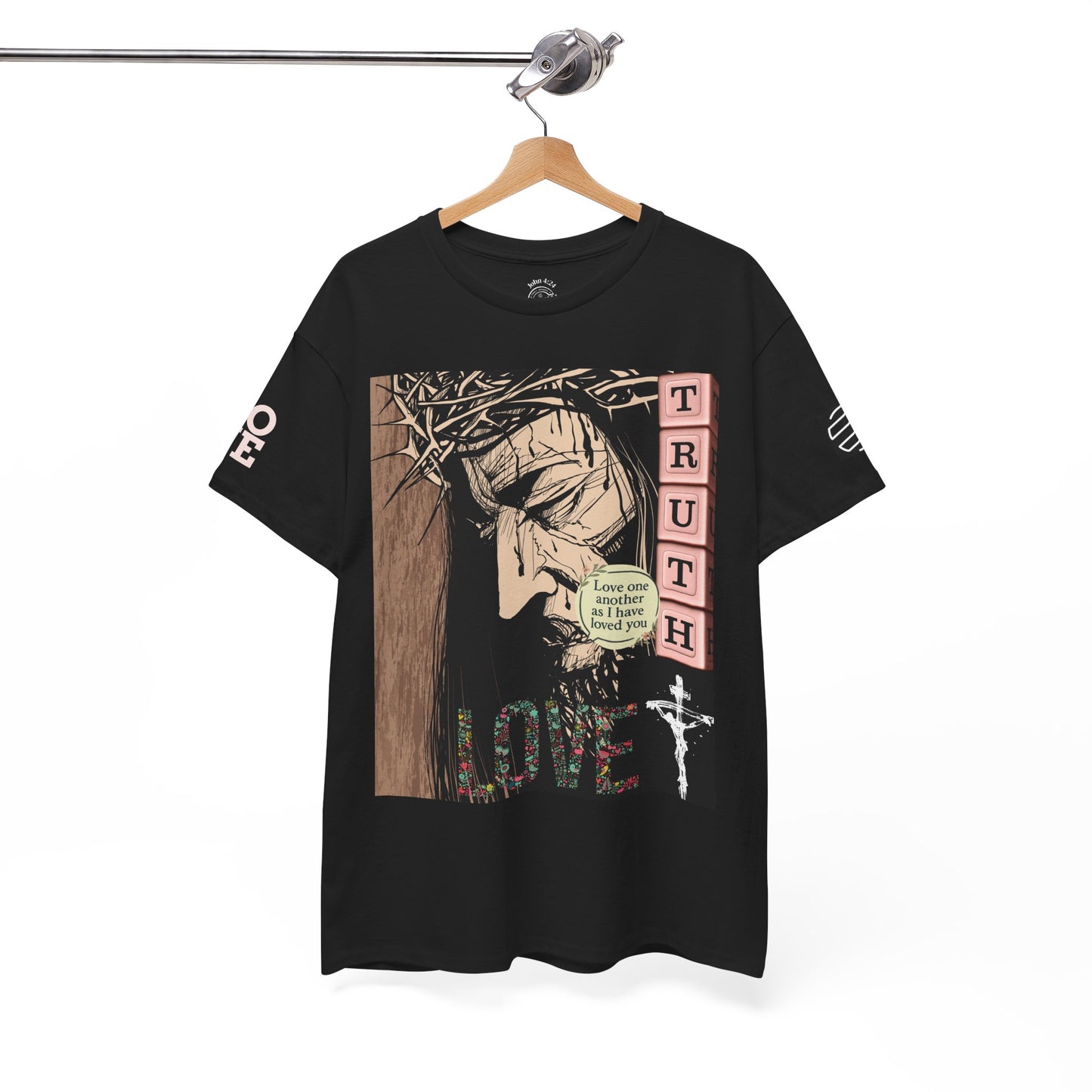 Christian Inspirational Tee, Unisex Heavy Cotton Shirt, Love and Truth Graphic T-Shirt, Faith-Based Apparel