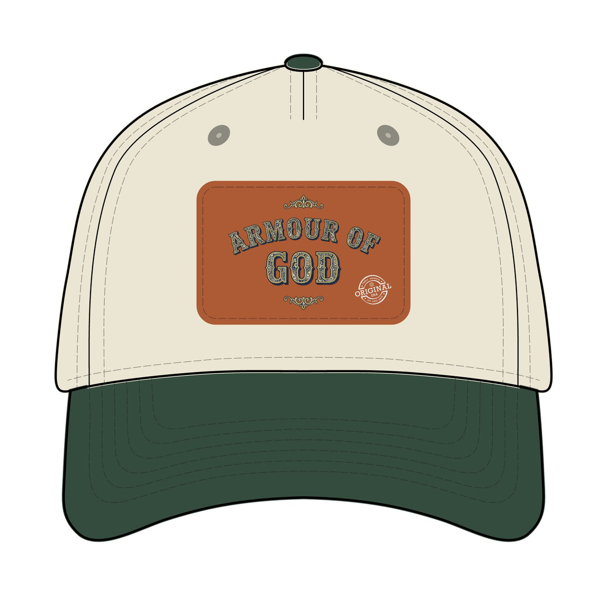 Leather Patch Baseball Cap — "Armour of God" Christian Trucker Hat