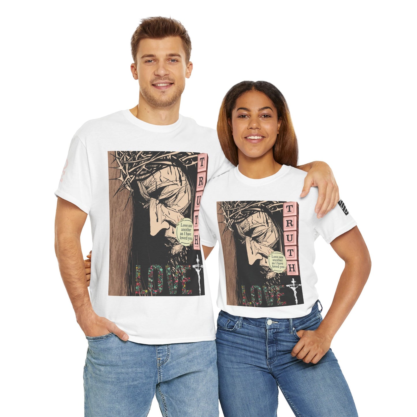 Christian Inspirational Tee, Unisex Heavy Cotton Shirt, Love and Truth Graphic T-Shirt, Faith-Based Apparel