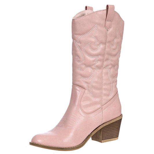 Charles Albert Embroidered Cowgirl Blush Boots  SIZE 7 | CLEARANCE