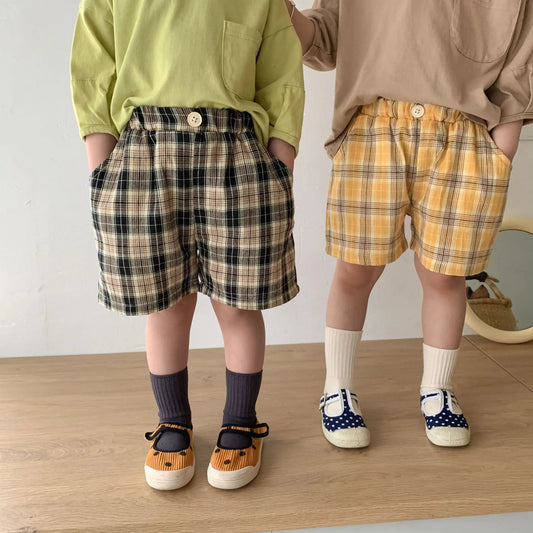 Casual Retro Plaid Shorts for Kids