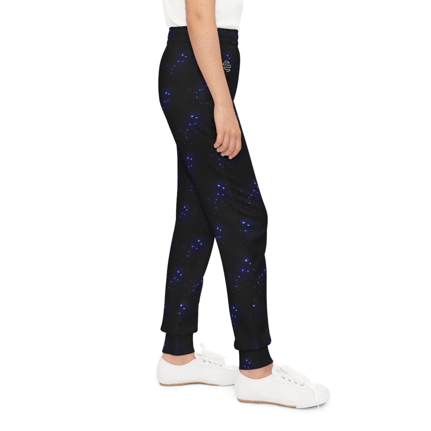 Youth Joggers — Blue Constellation Galaxy Print with Polar Bear Accent