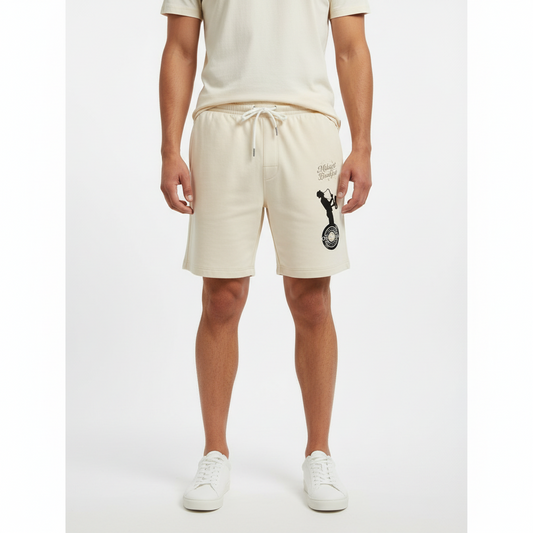 Saxophone Vinyl Logo Sweat Shorts — "Midnight Breakfast" Casual Fleece Shorts