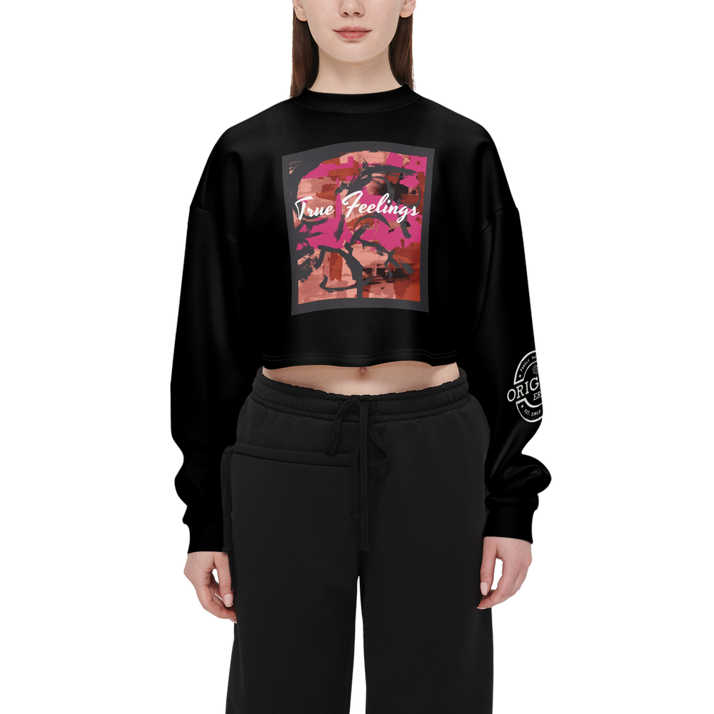 Women’s ORIGINAL ERA "TRUE FEELINGS" Cropped Crewneck Sweatshirt-Techno Scuba Knit