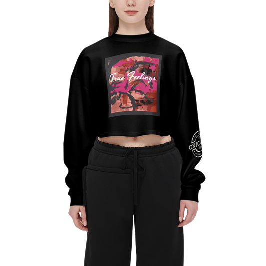 Women’s ORIGINAL ERA "TRUE FEELINGS" Cropped Crewneck Sweatshirt-Techno Scuba Knit