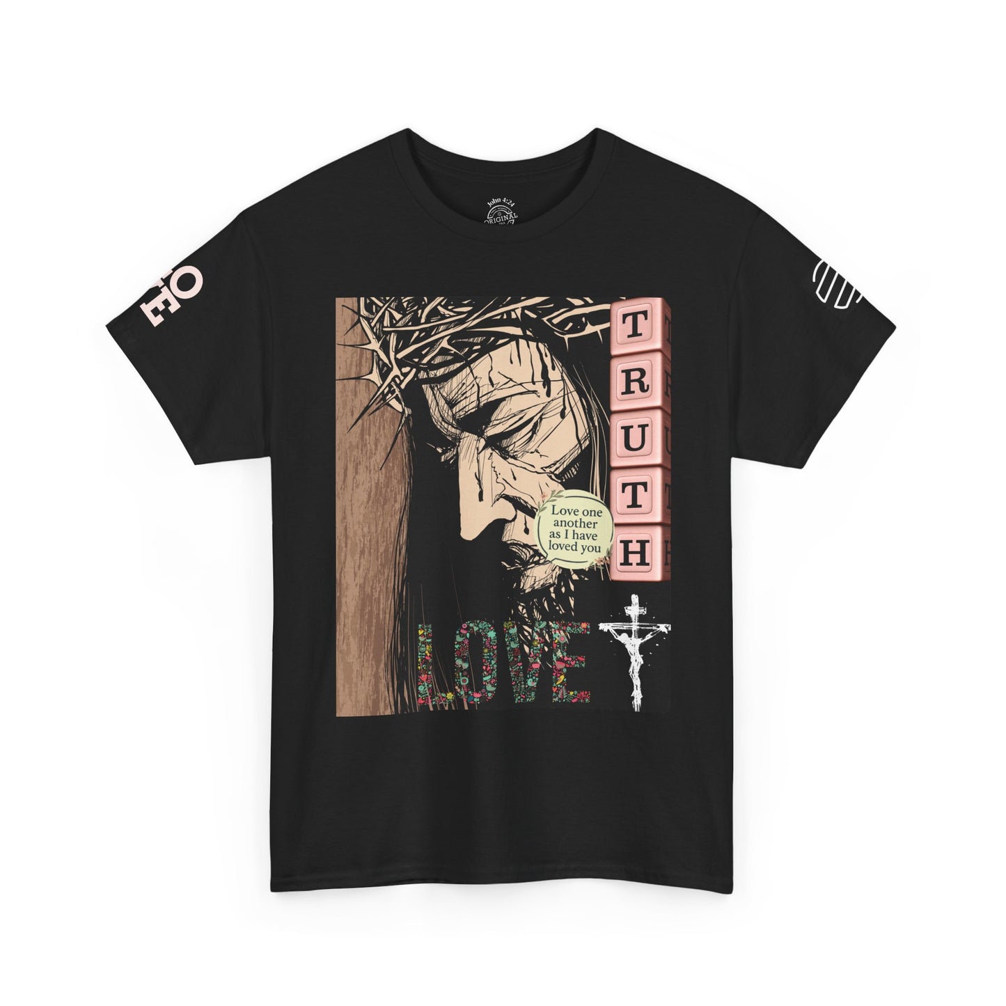Christian Inspirational Tee, Unisex Heavy Cotton Shirt, Love and Truth Graphic T-Shirt, Faith-Based Apparel