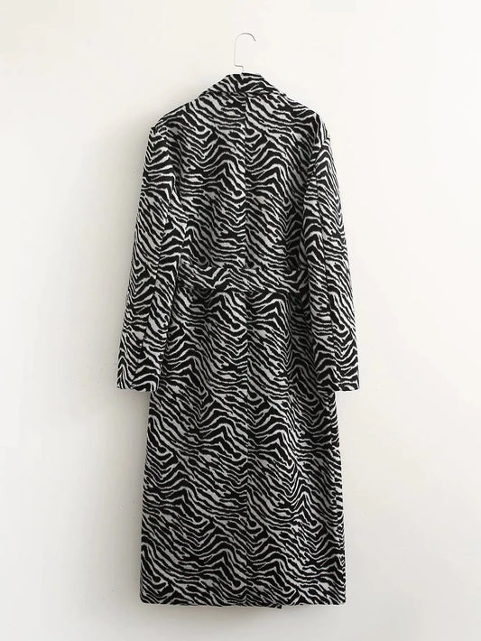 Retro Zebra Print Oversized Coat