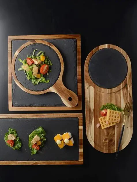 Black Wooden Pizza Tray and Platter