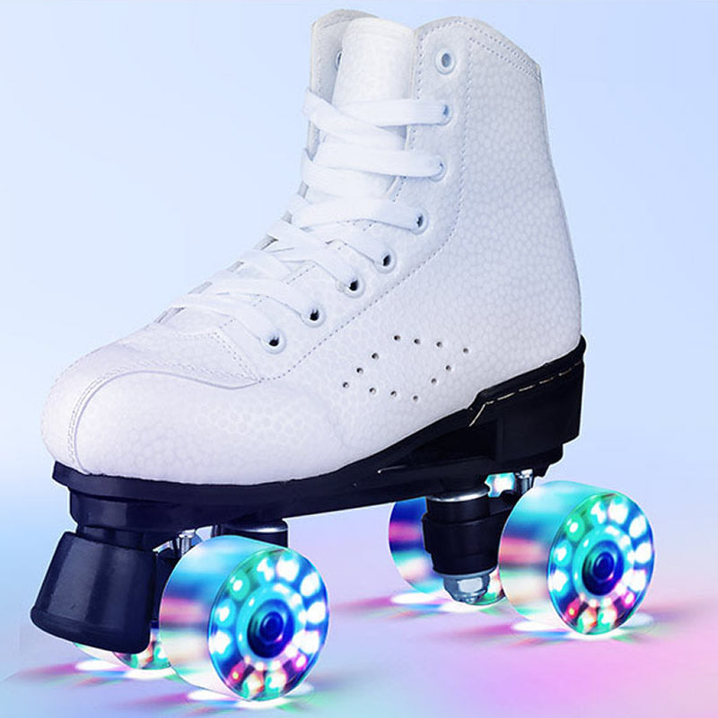 Classic Solic Coloured LED Quad Roller Skates