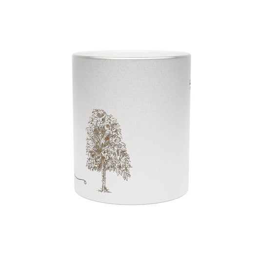 Elegant Metallic Mug | Silver & Gold Tree Design