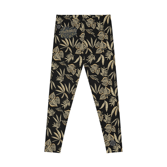 Golden Botanical Stretch Leggings