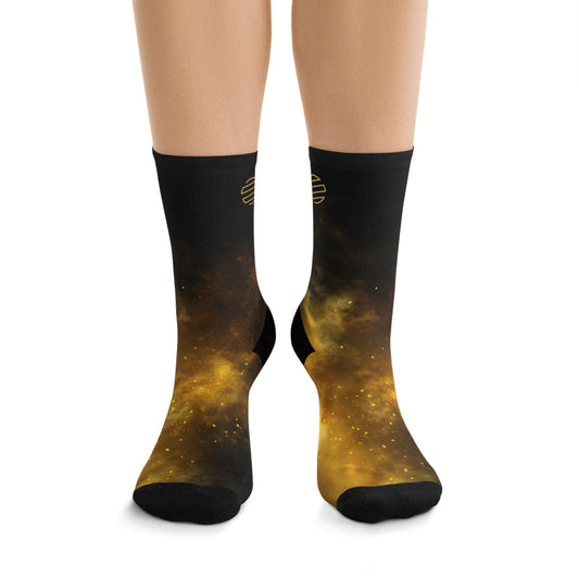 Cosmic Recycled Socks, Space-Themed Socks, Eco-Friendly Footwear, Unique Gift for Astronomers, Stylish Casual Wear