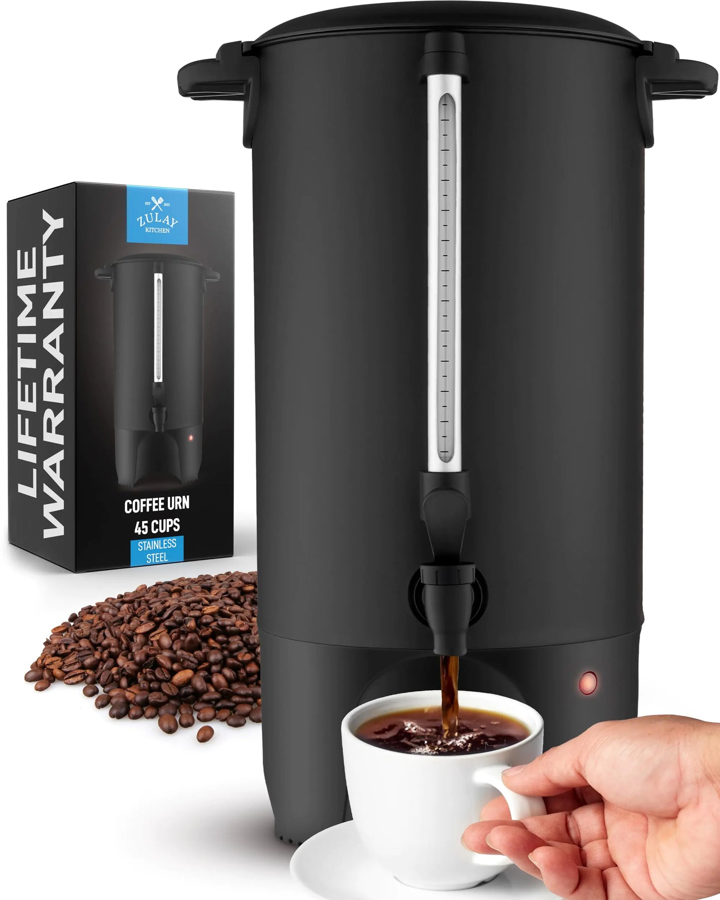 Zulay Commercial 45-Cup Coffee Maker - Durable Stainless Steel with Warm Mode