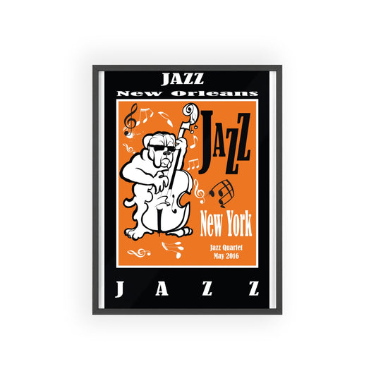 Jazz Poster with Wooden Frame — New Orleans/New York Music Print