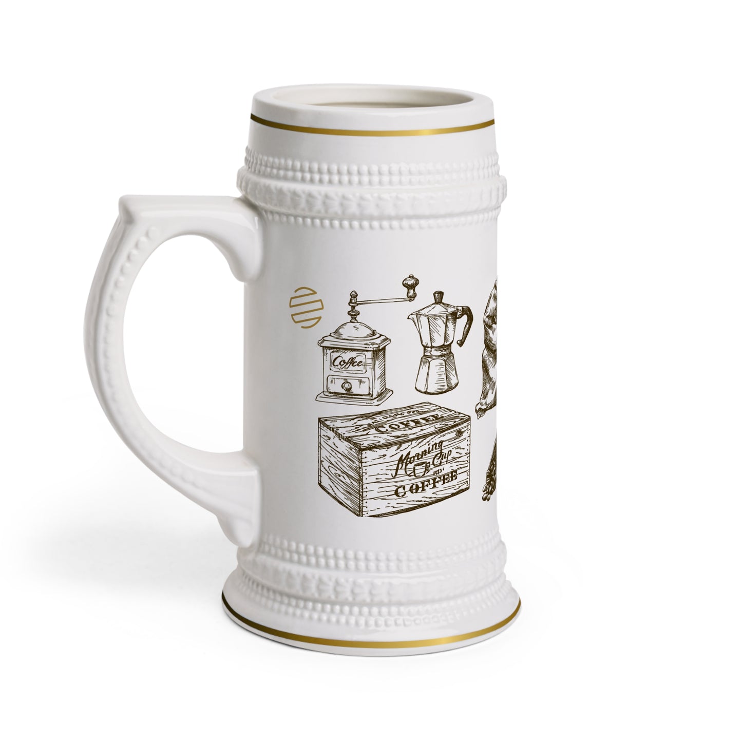 Coffee Lover's Stein Mug - Rustic Coffee Art