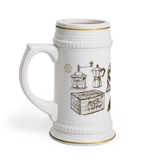 Coffee Lover's Stein Mug - Rustic Coffee Art