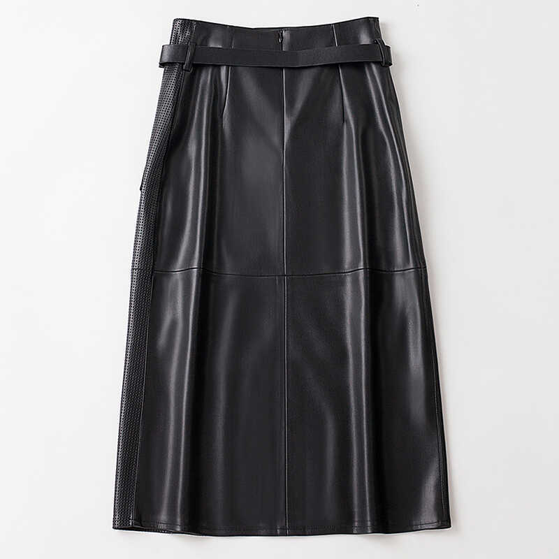 Women's PU Leather Mid-length High Waist Slimming Hip Skirt