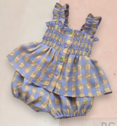 Kilt Set with Color-Block Checkered Top (One Piece)