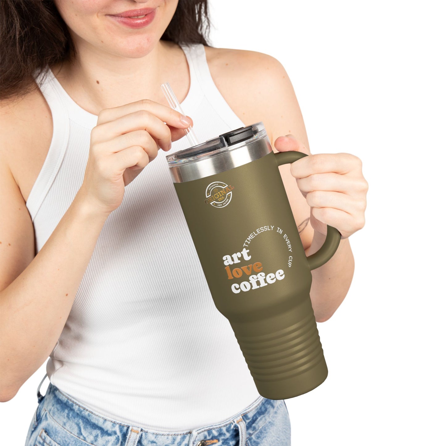 40oz Insulated Travel Mug – Art Love Coffee Thermal Tumbler