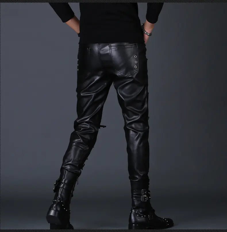 Men's Leather Pants, Skinny Motorcycle Trousers