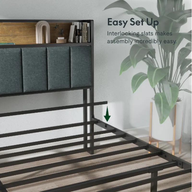 Charging Full Bed Frame with LED Ambiance