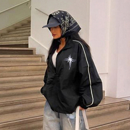 Retro Street Asterism Loose Turtleneck Version Coat