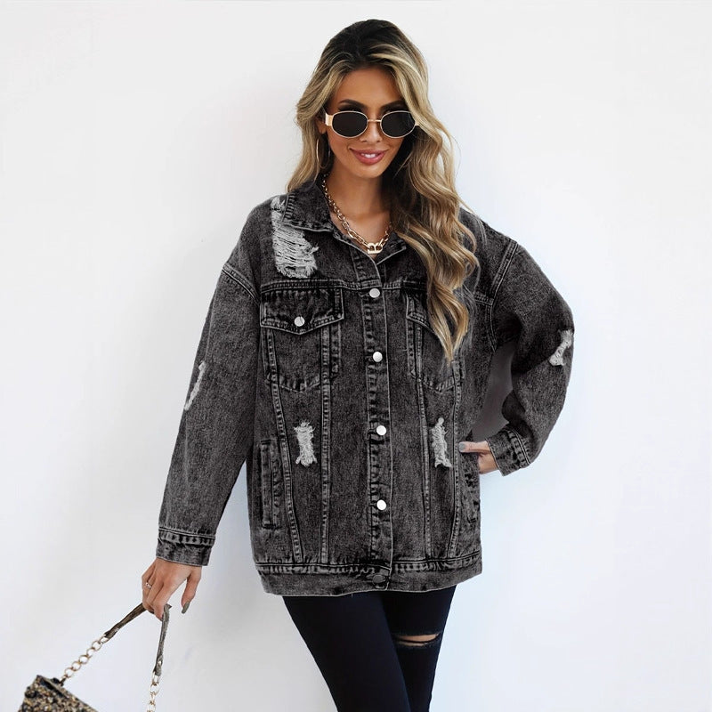 Women's Ripped Denim Jacket